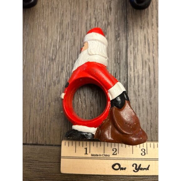 Set Of 7 Vintage Santa Claus Napkin Rings Christmas Table Decor - Picture 3 of 4